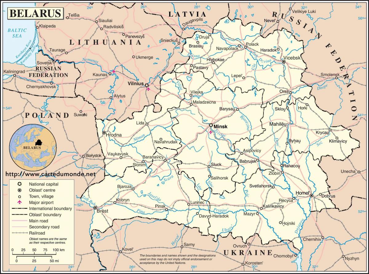 Λευκορωσία χάρτη της χώρας